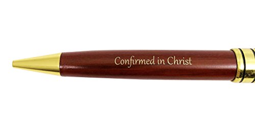 Confirmation Gift Set, Confirmed in Christ Wood and metal gold pen set with matching case, engraved with a special inspirational message