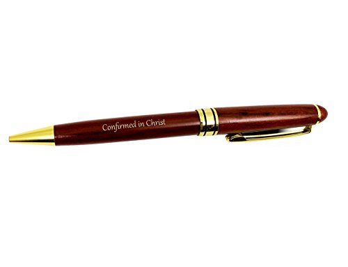 Confirmation Gift Set, Confirmed in Christ Wood and metal gold pen set with matching case, engraved with a special inspirational message