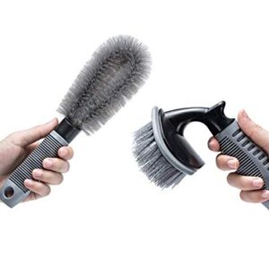 Aaskuu 2 Pcs Steel and Alloy Wheel Cleaning Brush, Rim Cleaner for Your Car, Motorcycle or Bicycle Tire Brush Washing Tool