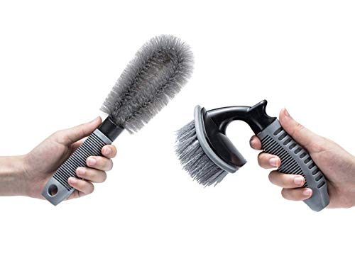 Aaskuu 2 Pcs Steel and Alloy Wheel Cleaning Brush, Rim Cleaner for Your Car, Motorcycle or Bicycle Tire Brush Washing Tool