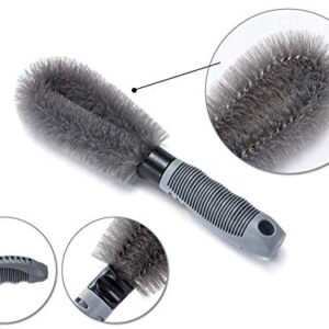 Aaskuu 2 Pcs Steel and Alloy Wheel Cleaning Brush, Rim Cleaner for Your Car, Motorcycle or Bicycle Tire Brush Washing Tool