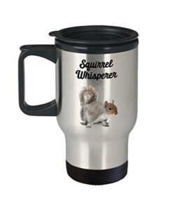 spreadpassion squirrel whisper travel mug - squirrel whisperer mug - squirrel whisperer travel mug - funny tea hot cocoa coffee insulated tumbler cup - novelty birt