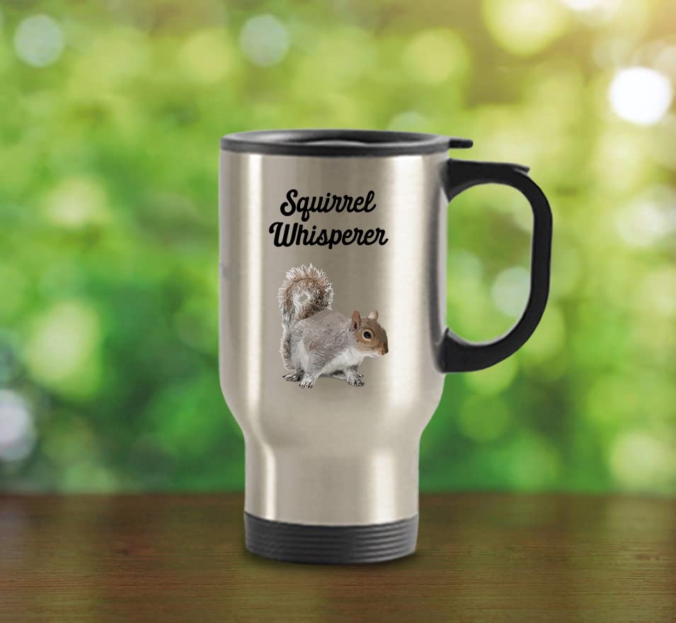 SpreadPassion Squirrel Whisper Travel Mug - Squirrel Whisperer Mug - Squirrel Whisperer Travel Mug - Funny Tea Hot Cocoa Coffee Insulated Tumbler Cup - Novelty Birt