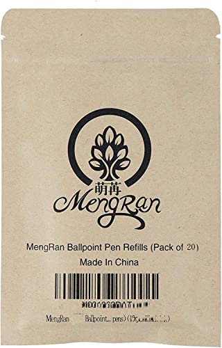 MengRan 3.9'' Parker Compatible Ballpoint Pen Refills, Medium Point, Metal G2 Pen Refill, Black Ink Pen Refills,Pack of (20)