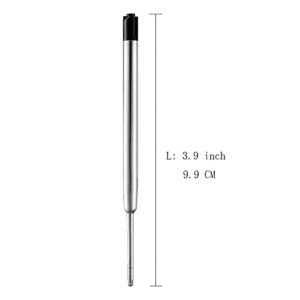 MengRan 3.9'' Parker Compatible Ballpoint Pen Refills, Medium Point, Metal G2 Pen Refill, Black Ink Pen Refills,Pack of (20)