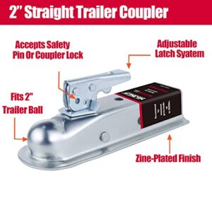 Straight Trailer Coupler 2" Ball 2" Channel Width 3500 LBSTrailer Tongue Coupler