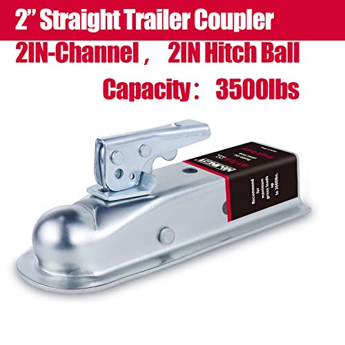 Straight Trailer Coupler 2" Ball 2" Channel Width 3500 LBSTrailer Tongue Coupler