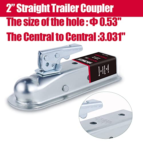 Straight Trailer Coupler 2" Ball 2" Channel Width 3500 LBSTrailer Tongue Coupler