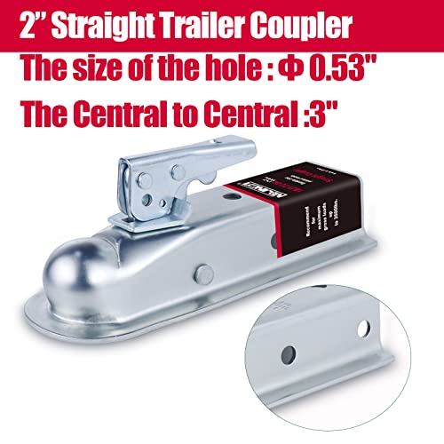 Straight Trailer Coupler 2" Ball 2" Channel Width 3500 LBSTrailer Tongue Coupler