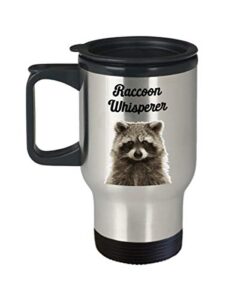 spreadpassion raccoon whisperer travel mug - funny tea hot cocoa coffee insulated tumbler cup - novelty birthday christmas gag gifts idea