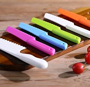 ONUPGO Kid Plastic Kitchen Knife Set, 4-Piece Plastic Knife Set - Chef Nylon Knife/Children's Cooking Baking Knives for Fruit, Bread, Cake, Lettuce Knife, Salad Knife and Safe Kitchen Knife