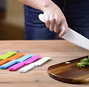 ONUPGO Kid Plastic Kitchen Knife Set, 4-Piece Plastic Knife Set - Chef Nylon Knife/Children's Cooking Baking Knives for Fruit, Bread, Cake, Lettuce Knife, Salad Knife and Safe Kitchen Knife