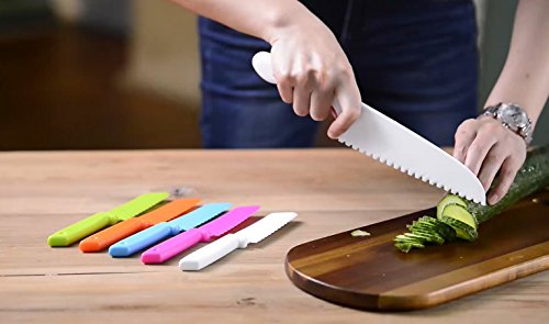 ONUPGO Kid Plastic Kitchen Knife Set, 4-Piece Plastic Knife Set - Chef Nylon Knife/Children's Cooking Baking Knives for Fruit, Bread, Cake, Lettuce Knife, Salad Knife and Safe Kitchen Knife