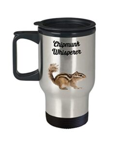 spreadpassion chipmunk whisperer travel mug - funny tea hot cocoa coffee insulated tumbler cup - novelty birthday christmas gag gifts idea