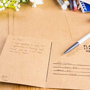 Blank Postcards - 100-Sheet Kraft Paper Postcards, Printable Blank Note Cards for Inkjet and Laser Printers, 2 Per Page 200 Cards in Total, Perforated, 170GSM Cardstock 5.5 x 8.5 Inches