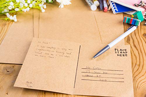 Blank Postcards - 100-Sheet Kraft Paper Postcards, Printable Blank Note Cards for Inkjet and Laser Printers, 2 Per Page 200 Cards in Total, Perforated, 170GSM Cardstock 5.5 x 8.5 Inches