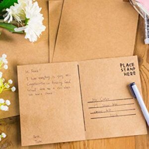 Blank Postcards - 100-Sheet Kraft Paper Postcards, Printable Blank Note Cards for Inkjet and Laser Printers, 2 Per Page 200 Cards in Total, Perforated, 170GSM Cardstock 5.5 x 8.5 Inches