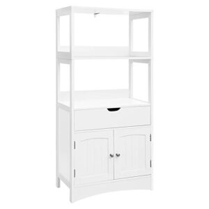 vasagle bathroom storage cabinet with drawer, 23.6 x 11.8 x 48 inches, white