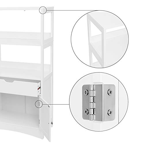 VASAGLE Bathroom Storage Cabinet with Drawer, 23.6 x 11.8 x 48 inches, White