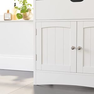 VASAGLE Bathroom Storage Cabinet with Drawer, 23.6 x 11.8 x 48 inches, White