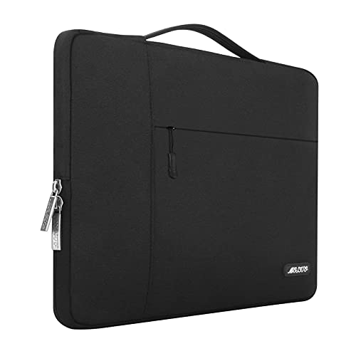 MOSISO Laptop Sleeve Compatible with MacBook Air 15 inch M2 A2941 2023 / Pro 15 A1990 A1707, 15 Surface Laptop 5/4/3, Dell XPS 15, HP Stream 14, Polyester Multifunctional Briefcase Bag, Black