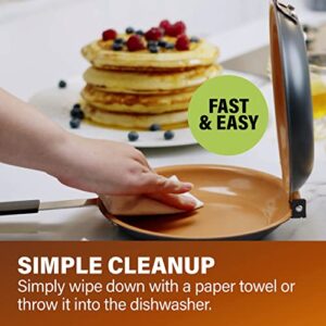 Gotham Steel Double Pan, The Perfect Pancake Maker – Nonstick Copper Easy to Flip Pan, Double Sided Frying Pan for Fluffy Pancakes, Omelets, Frittatas & More! Pancake Pan Dishwasher Safe Large