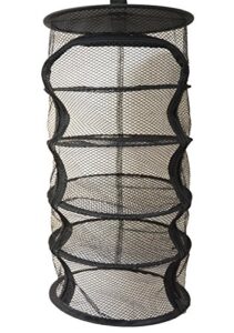 9 inch 5 level micro hanging dry net indoor/closet drying rack for herbs, plants, organizer, freshner - black mash screen with top-to-bottom zipper - apartment size with zipped storage pouch