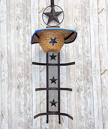 BestGiftEver Metal Star 4 Cowboy Hat Rack Fold-Up Wall Hanging Decoration Rustic Western Style