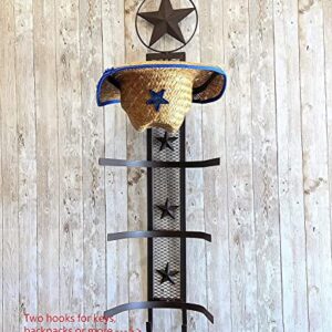 BestGiftEver Metal Star 4 Cowboy Hat Rack Fold-Up Wall Hanging Decoration Rustic Western Style