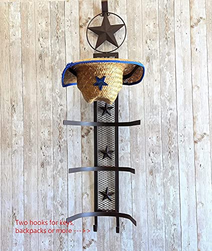 BestGiftEver Metal Star 4 Cowboy Hat Rack Fold-Up Wall Hanging Decoration Rustic Western Style