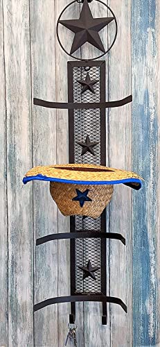 BestGiftEver Metal Star 4 Cowboy Hat Rack Fold-Up Wall Hanging Decoration Rustic Western Style