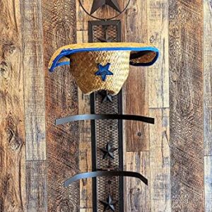 BestGiftEver Metal Star 4 Cowboy Hat Rack Fold-Up Wall Hanging Decoration Rustic Western Style