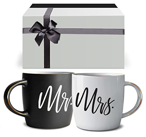 Triple Gifffted Couples Gifts For Christmas, Wedding Anniversary, Engagement - Valentines Day Mr and Mrs Mugs Couple Gift For Husband and Wife, His/Hers Men/Women Him/Her, Bride & Groom, Newlywed