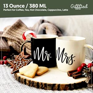 Triple Gifffted Couples Gifts For Christmas, Wedding Anniversary, Engagement - Valentines Day Mr and Mrs Mugs Couple Gift For Husband and Wife, His/Hers Men/Women Him/Her, Bride & Groom, Newlywed