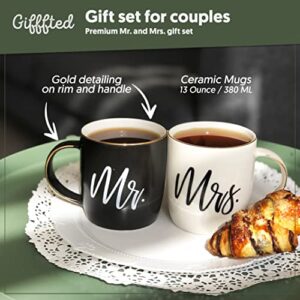 Triple Gifffted Couples Gifts For Christmas, Wedding Anniversary, Engagement - Valentines Day Mr and Mrs Mugs Couple Gift For Husband and Wife, His/Hers Men/Women Him/Her, Bride & Groom, Newlywed