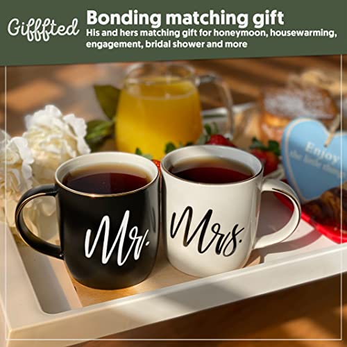 Triple Gifffted Couples Gifts For Christmas, Wedding Anniversary, Engagement - Valentines Day Mr and Mrs Mugs Couple Gift For Husband and Wife, His/Hers Men/Women Him/Her, Bride & Groom, Newlywed