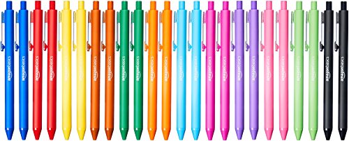 Amazon Basics Retractable Ballpoint Pen - Assorted Colors - 24-Pack