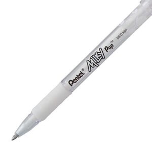 Pentel Arts Milky Pop Pastel Gel Pen, 0.8mm Medium Line, White Ink, Pack of 2 (K98PABP2W)