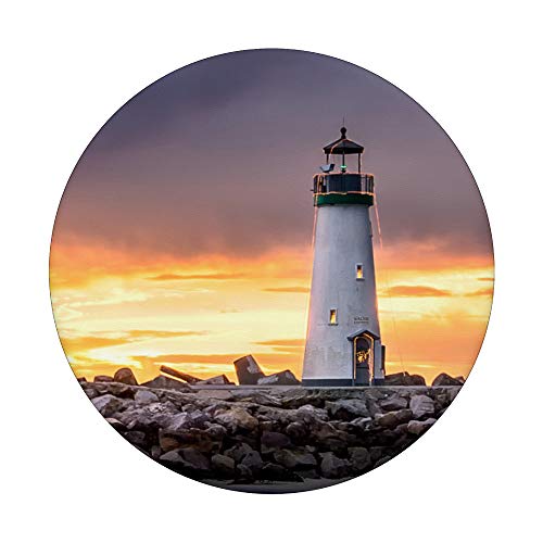 Fuzewear White Lighthouse Sunset PopSockets Stand for Smartphones and Tablets PopSockets PopGrip: Swappable Grip for Phones & Tablets