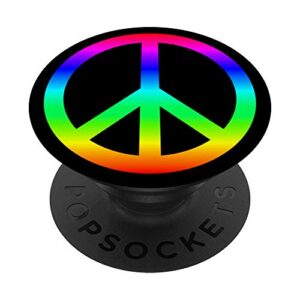 fuzewear peace sign rainbow black popsockets stand for smartphones and tablets