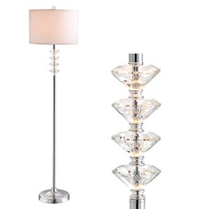 jonathan y jyl1045a mia 60.5" crystal/metal led floor lamp contemporary,glam,transitional for bedrooms, living room, office, reading, clear/chrome