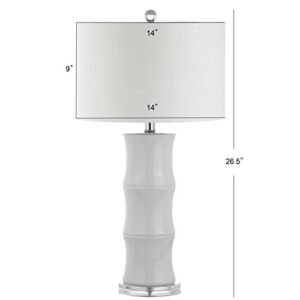 JONATHAN Y JYL3015C Tiki 26.5" Ceramic LED Table Lamp Contemporary Traditional Bedside Desk Nightstand Lamp for Bedroom Living Room Office College Bookcase LED Bulb Included, White