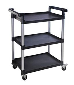 maxworks 80774 3-shelf utility plastic cart with wheels-225 lbs maximum capacity , black