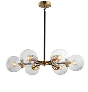 jonathan y jyl9015a caleb 6-light 28" brass cluster pendant, contemporary, modern, transitional, office, living room, family room, dining room, kitchen, bedroom, foyer, black/brass gold