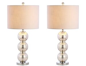 jonathan y jyl1070b-set2 set of 2 table lamps bella 27" glass triple-sphere led table lamp contemporary bedside desk nightstand lamp for bedroom living room office, mercury silver/chrome