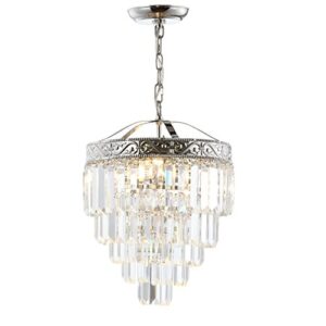 jonathan y jyl9006a wyatt 12" 2-light crystal led chandelier contemporary,classic,traditional dimmable, adjustable, for foyer, closet, dining room,, polishednickel/clear