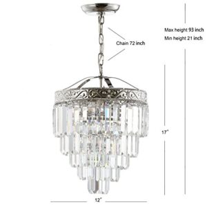 JONATHAN Y JYL9006A Wyatt 12" 2-Light Crystal LED Chandelier Contemporary,Classic,Traditional Dimmable, Adjustable, for Foyer, Closet, Dining Room,, PolishedNickel/Clear