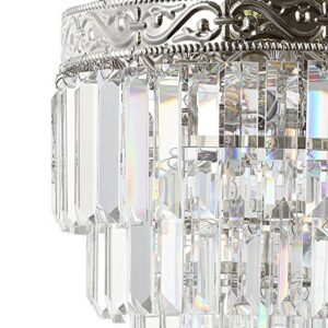 JONATHAN Y JYL9006A Wyatt 12" 2-Light Crystal LED Chandelier Contemporary,Classic,Traditional Dimmable, Adjustable, for Foyer, Closet, Dining Room,, PolishedNickel/Clear