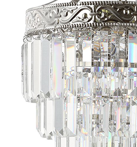 JONATHAN Y JYL9006A Wyatt 12" 2-Light Crystal LED Chandelier Contemporary,Classic,Traditional Dimmable, Adjustable, for Foyer, Closet, Dining Room,, PolishedNickel/Clear