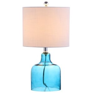 jonathan y jyl1027a gemma 19" glass bell led table lamp, coastal, cottage, transitional, modern, office, living room, family room, dining room, bedroom, hallway, foyer, moroccan blue
